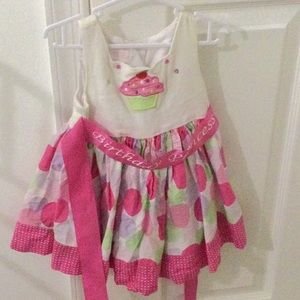 Pink and green polka dot “Birthday Princess” dress size 18 month
